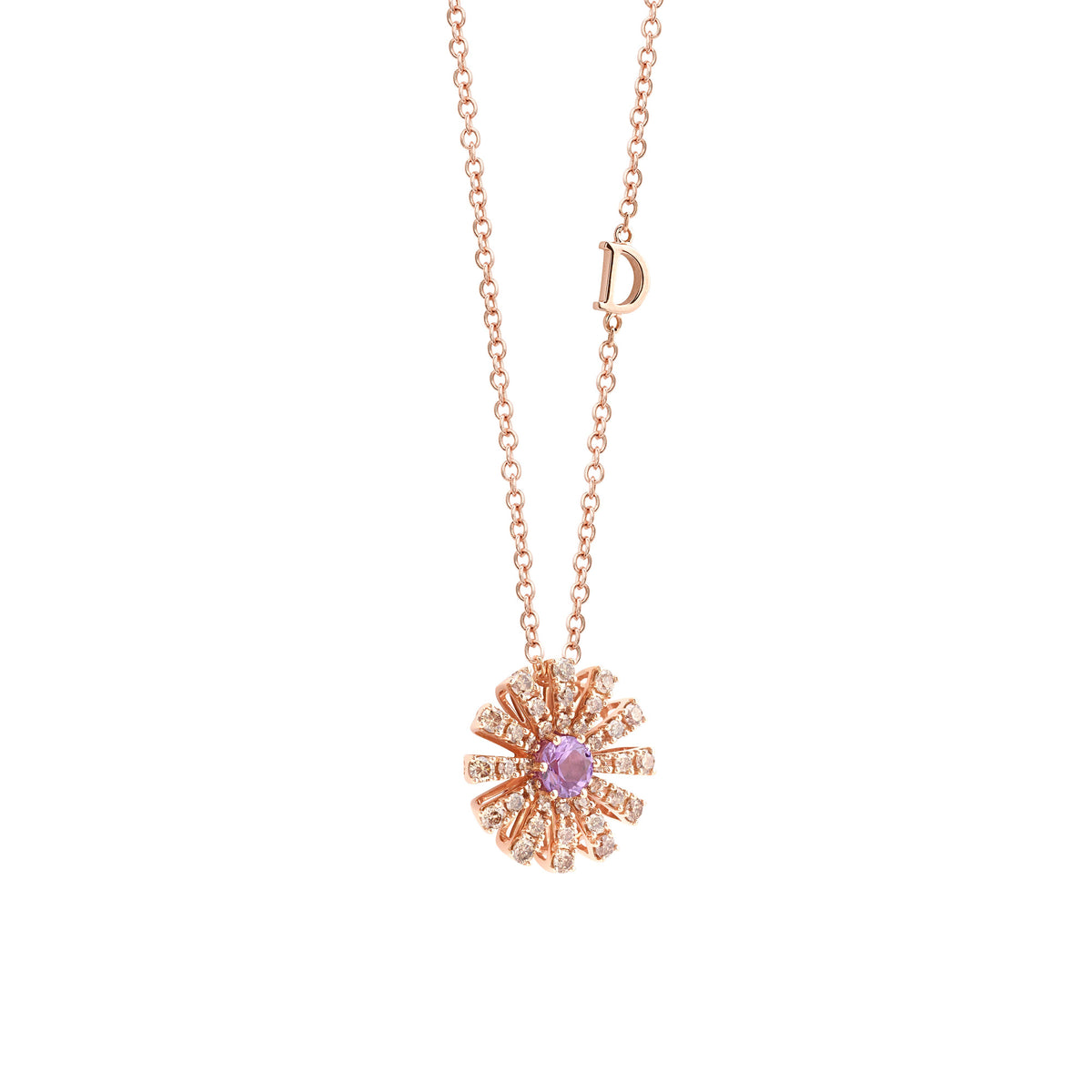 Damiani Margherita Necklace 20072766, An 18k rose gold necklace set with brown diamonds and amethyst