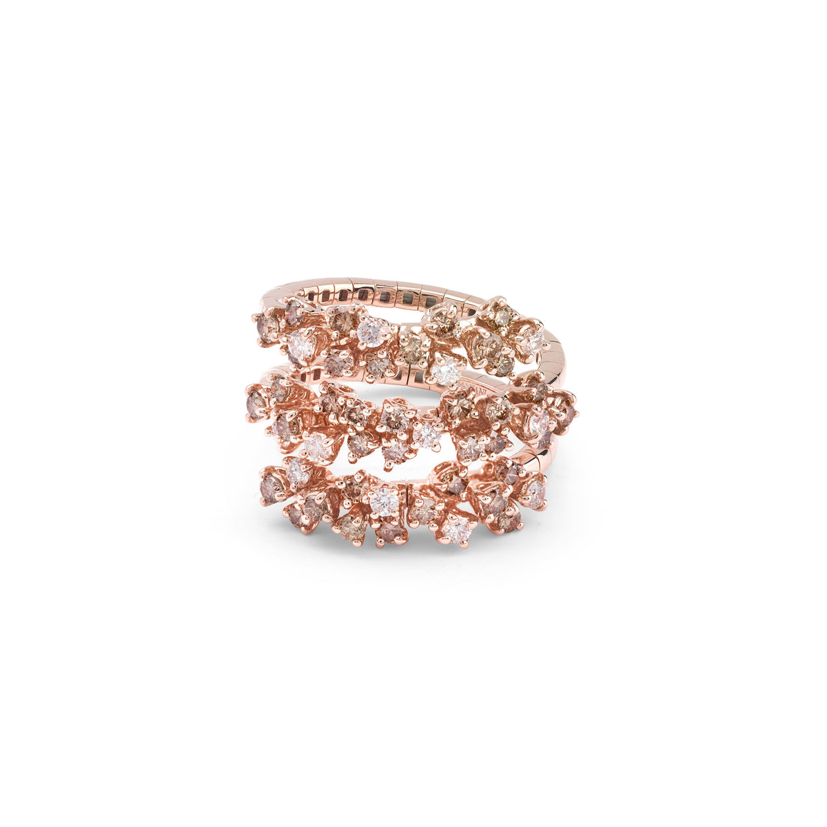Damiani Mimosa Ring 20078482, An 18k rose gold ring set with brown diamonds