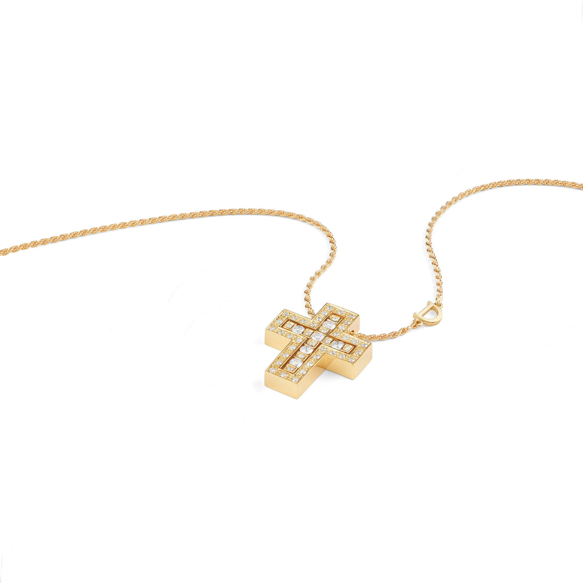 Damiani Belle Epoque Cross 20079804, An 18k yellow gold cross pendant set with diamonds