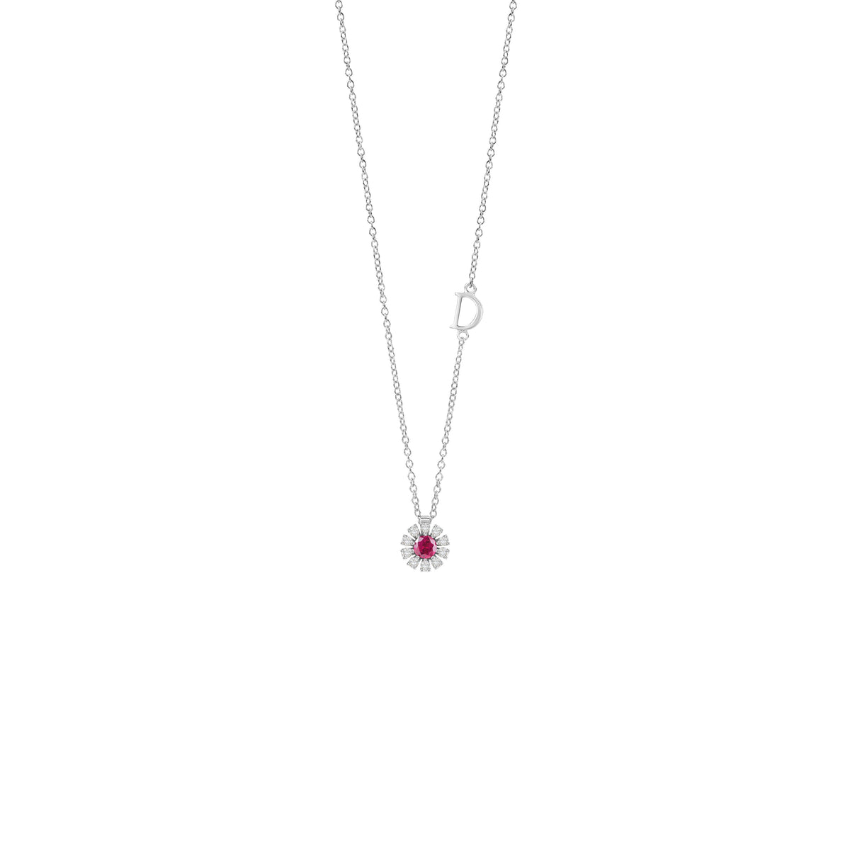 Damiani Margherita Necklace 20087086, White gold, diamonds and ruby necklace