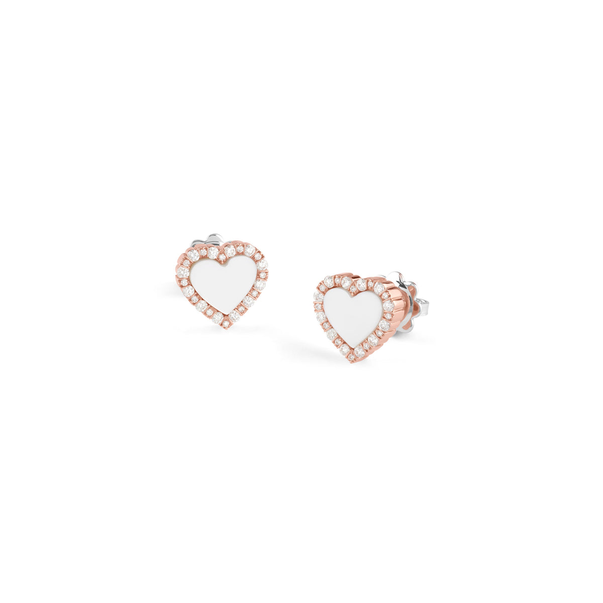 Damiani Belle Epoque Earrings 20109047, A pair of 18k rose and white gold earrings set with diamonds and pearls