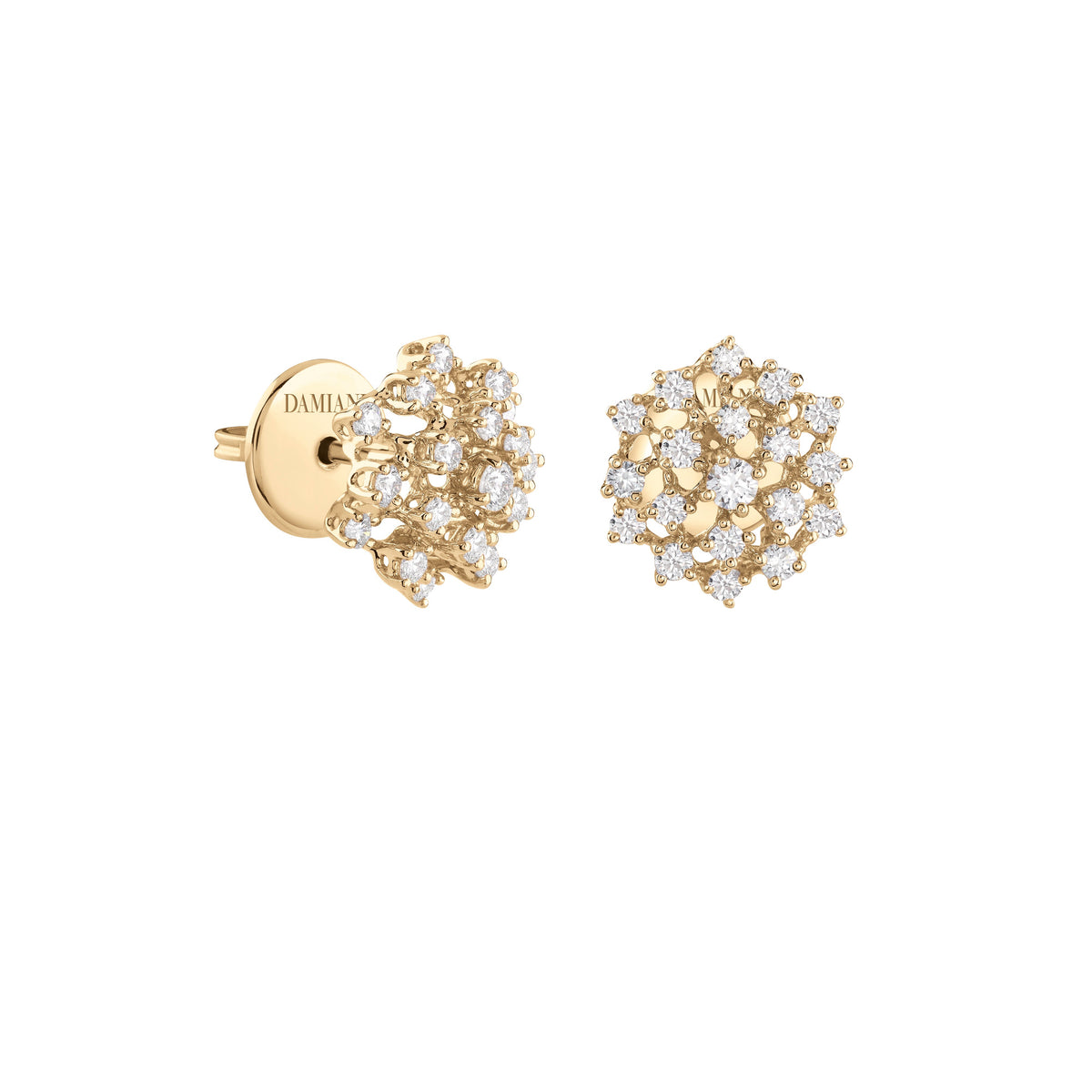 Damiani Mimosa Earrings 20110813, A pair of 18k yellow gold earrings set with diamonds