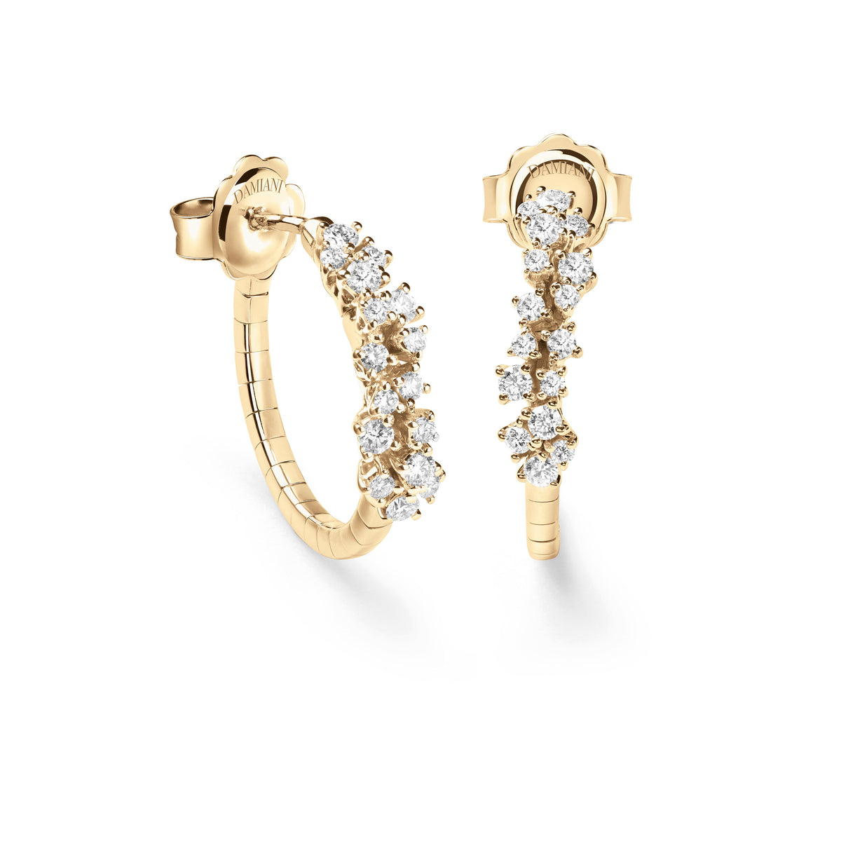 Damiani Mimosa Earrings 20110834, A pair of 18k yellow gold earrings set with diamonds