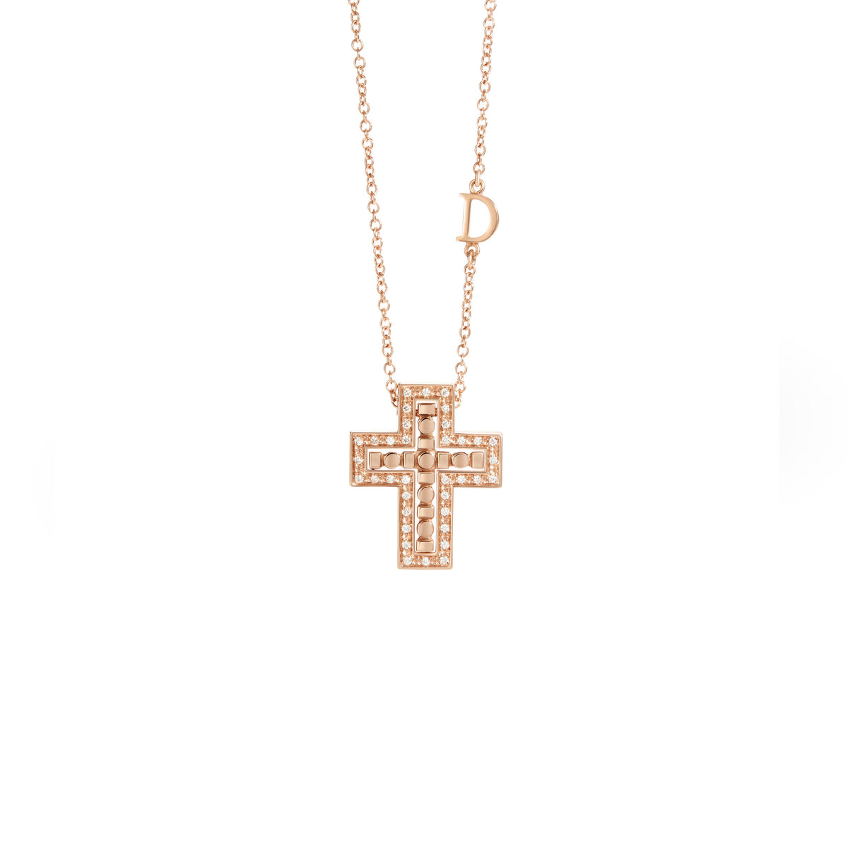 Damiani Belle Epoque Necklace 20111861, Pink gold and diamonds necklace, 16x20 mm