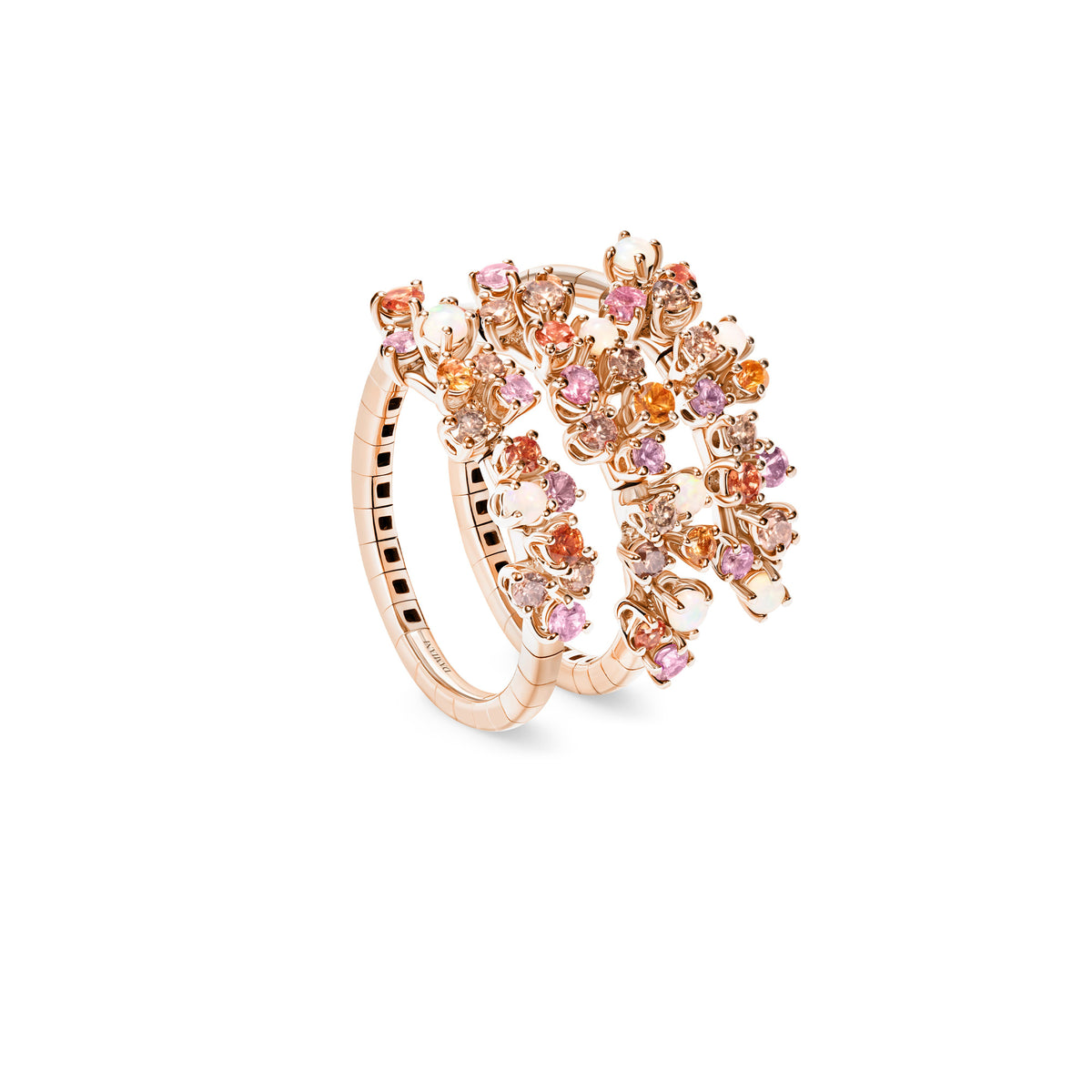 Damiani Ring 20114771, An 18k rose gold ring set with brown diamonds and sapphires