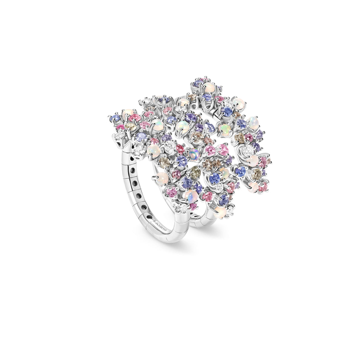 Damiani Ring 20114784, An 18k white gold ring set with diamonds and sapphires
