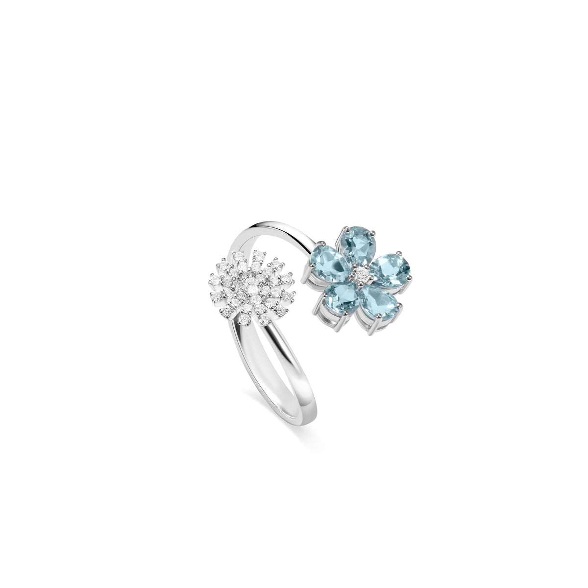 Damiani Ring 20115890, White gold ring with aquamarine and diamonds