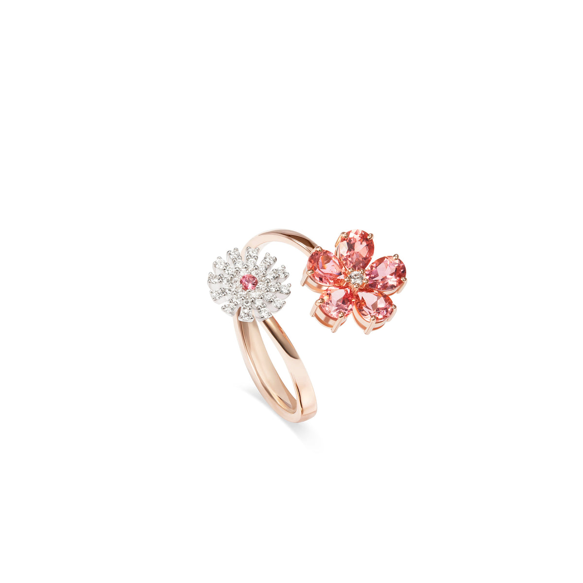 Damiani Ring 20115891, White and pink gold ring with pink tourmalines and diamonds