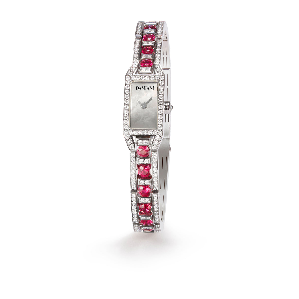 Damiani Watch 30053945, An 18k white gold jewellery watch set with diamonds, rubies and pearls