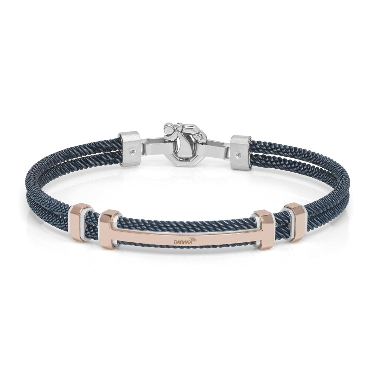 Baraka 316L Bracelet BR282001ROLU-02, a men's bracelet in rose gold and silver set with diamonds