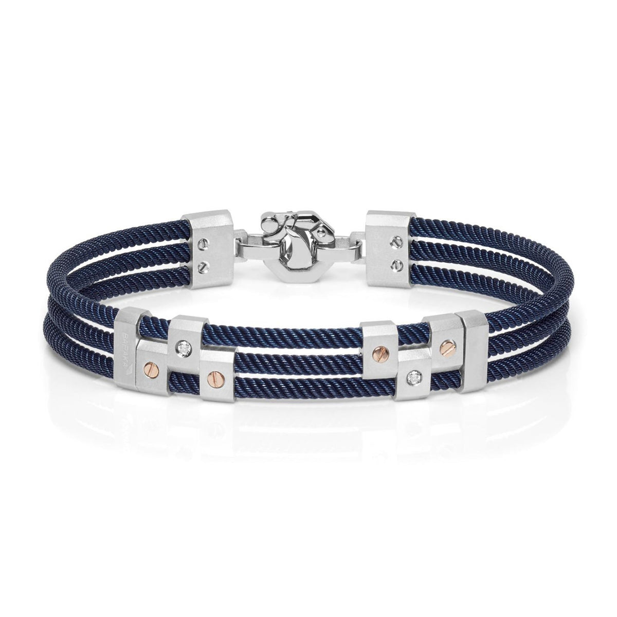 Baraka 316L Bracelet BR292301RODB-10, a men's bracelet in rose gold and silver set with diamonds