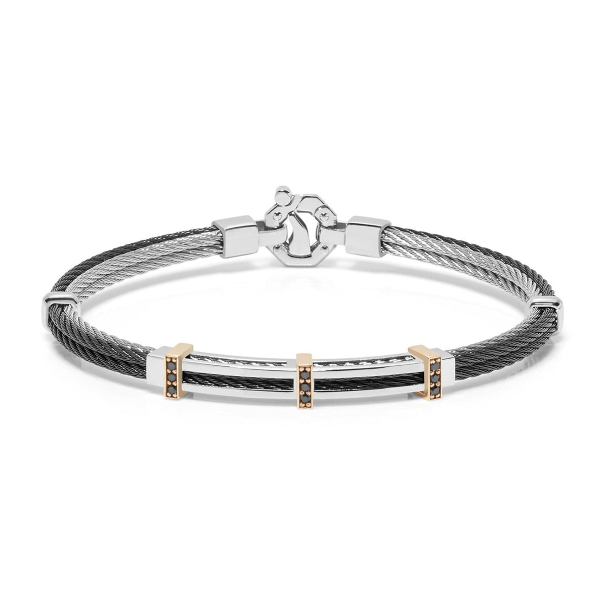 Baraka 316L Bracelet BR312511RODN-16, a men's bracelet in rose gold and stainless steel set with diamonds