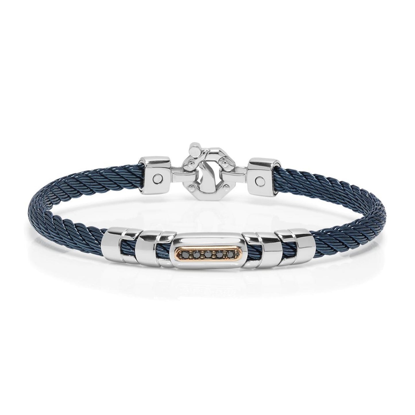 Baraka 316L Bracelet BR332001RODN-10, a men's bracelet in rose gold and stainless steel set with diamonds
