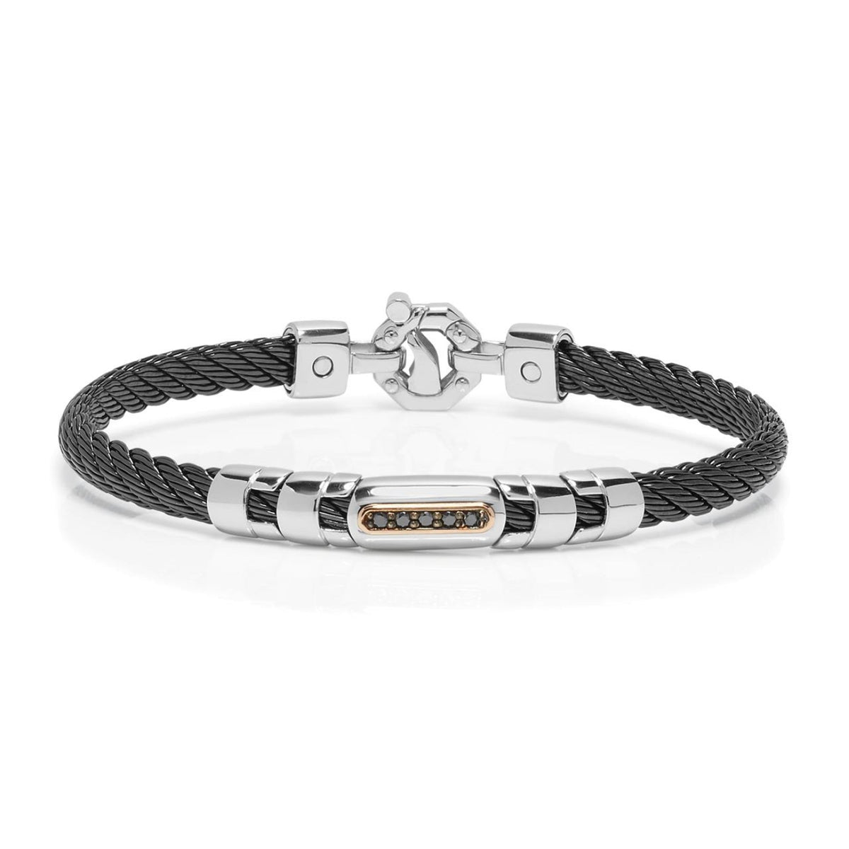 Baraka 316L Bracelet BR332011RODN-10, a men's bracelet in rose gold and stainless steel set with diamonds