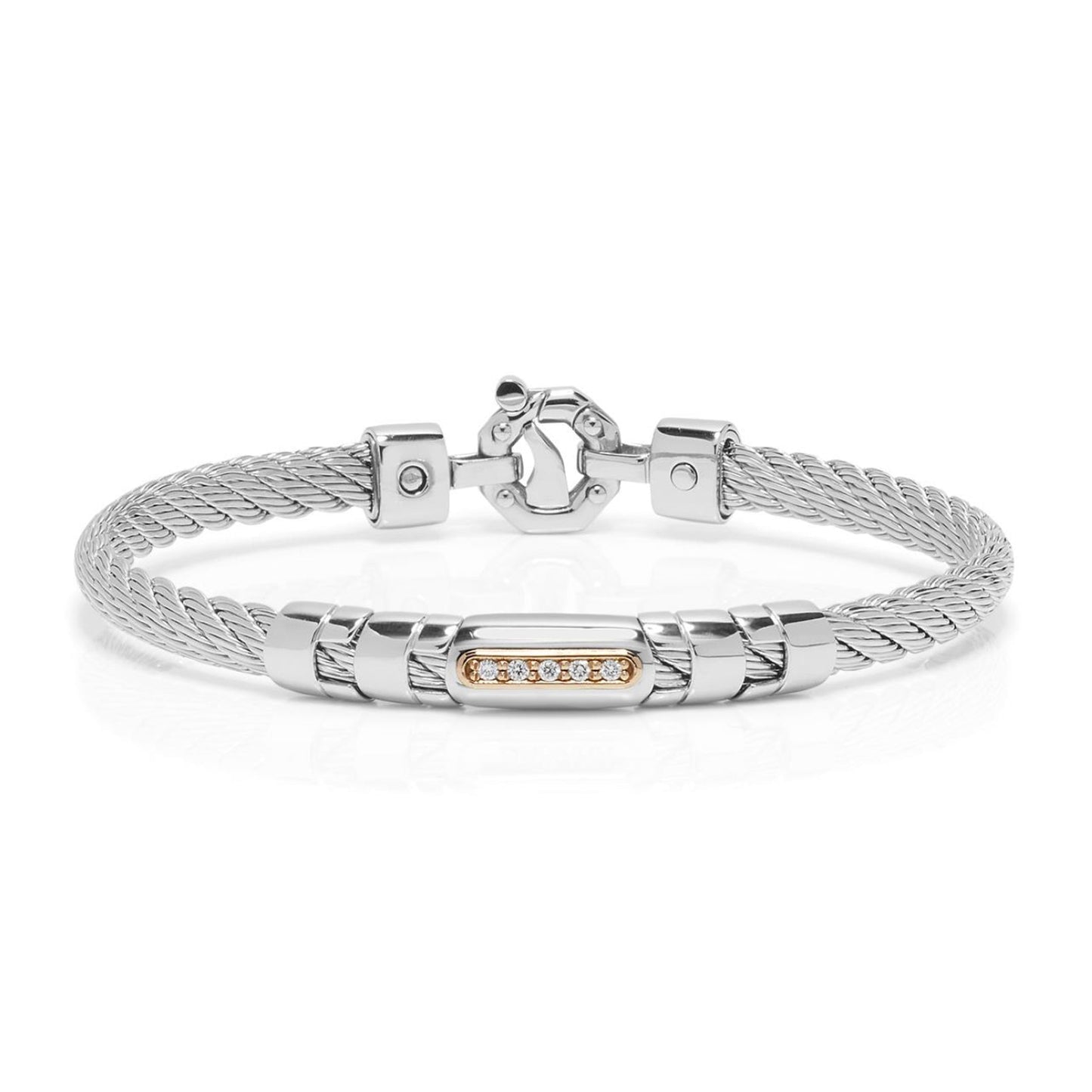 Baraka 316L Bracelet BR332021RODB-10, a men's bracelet in rose gold and stainless steel set with diamonds