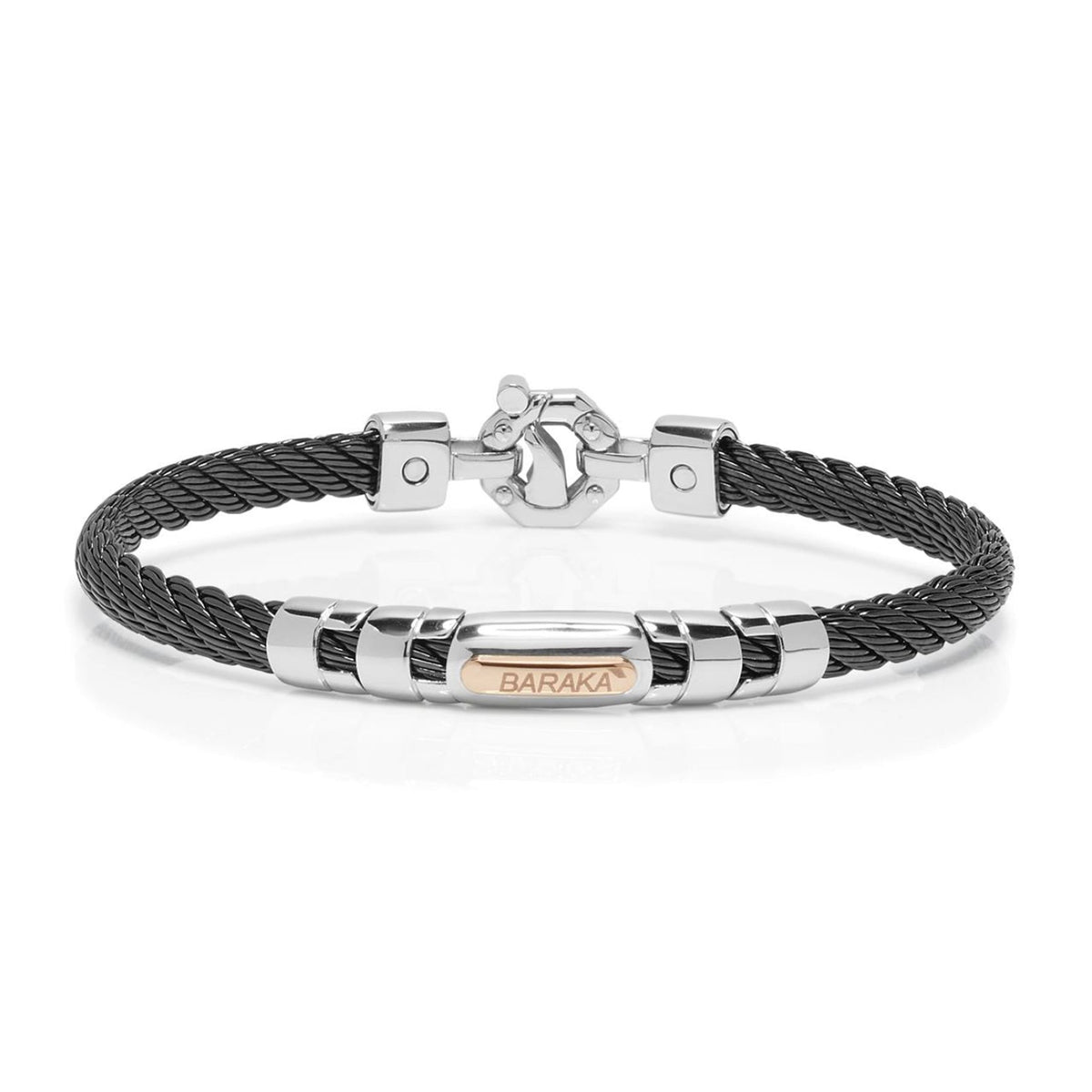 Baraka 316L Bracelet BR332041ROAC-02, a men's bracelet in rose gold and stainless steel set with diamonds
