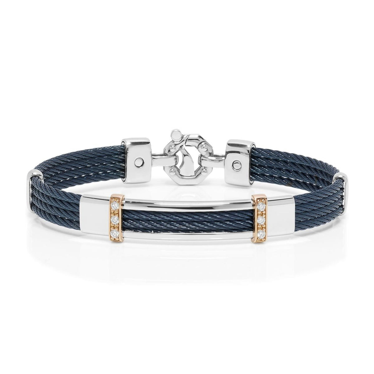 Baraka 316L Bracelet BR332091RODB-20, a men's bracelet in rose gold and stainless steel set with diamonds