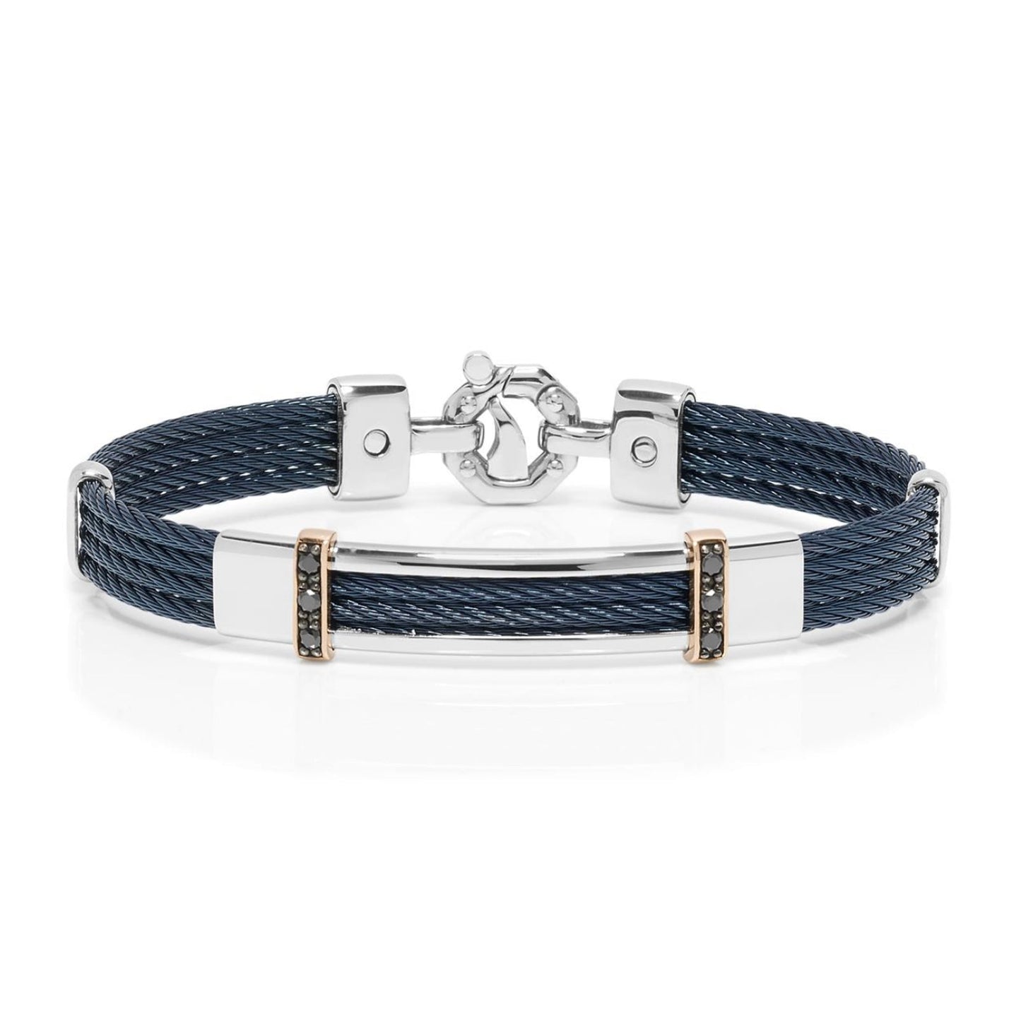 Baraka 316L Bracelet BR332091RODN-20, a men's bracelet in rose gold and stainless steel set with diamonds