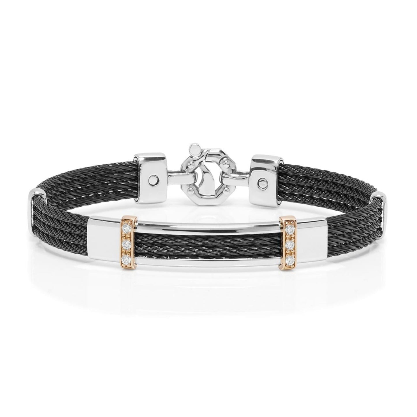 Baraka 316L Bracelet BR332101RODB-20, a men's bracelet in rose gold and stainless steel set with diamonds