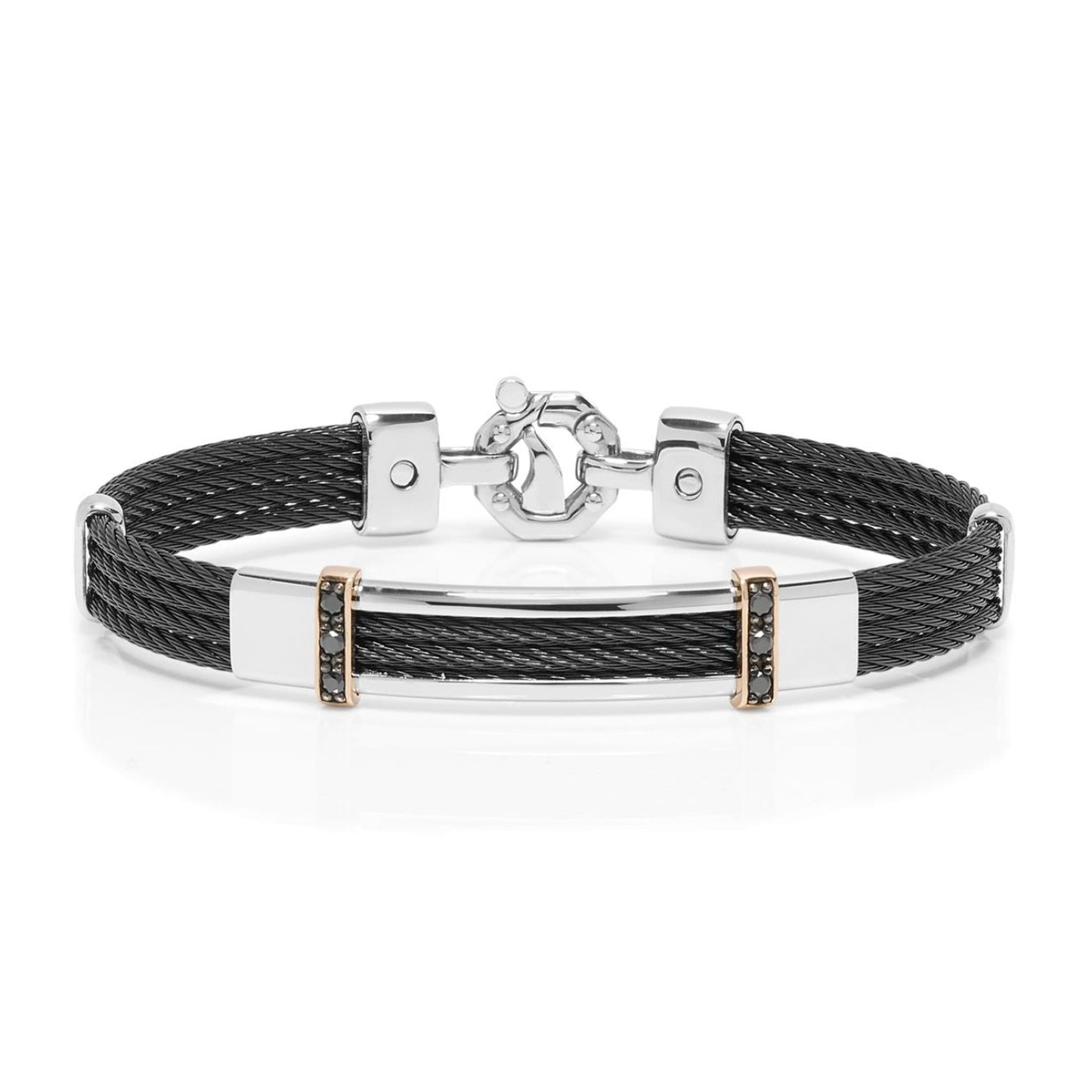 Baraka 316L Bracelet BR332101RODN-20, a men's bracelet in rose gold and stainless steel set with diamonds