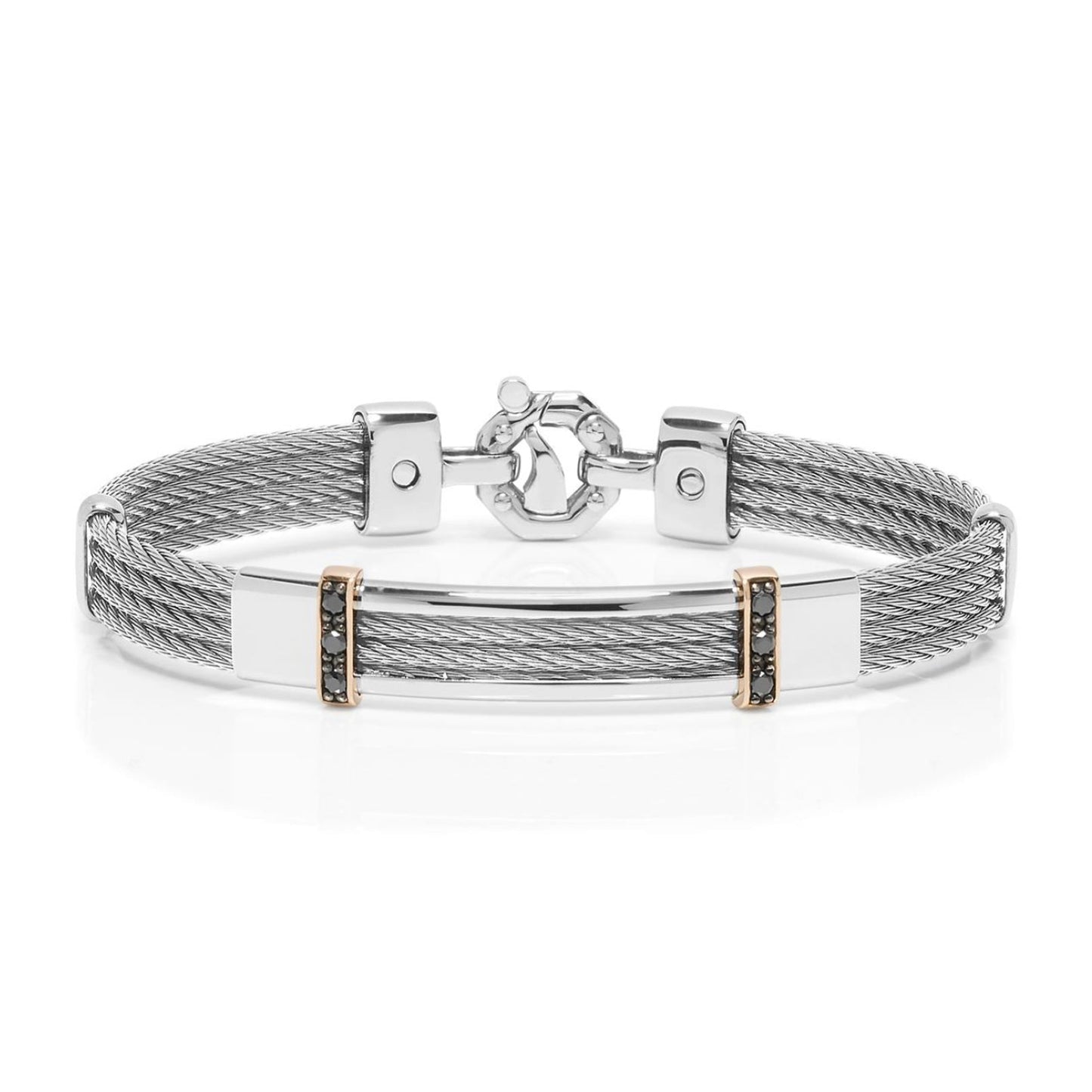 Baraka 316L Bracelet BR332111RODN-20, a men's bracelet in rose gold and stainless steel set with diamonds