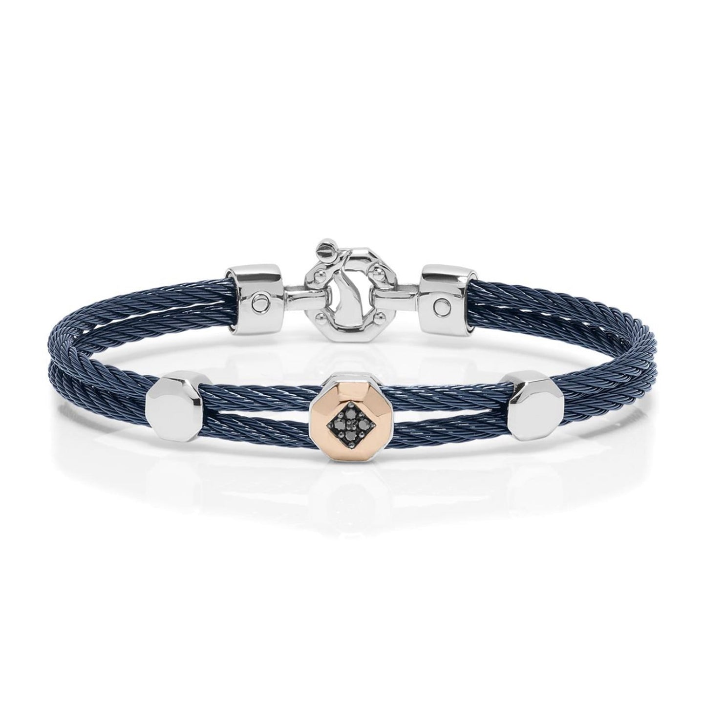 Baraka 316L Bracelet BR332121RODN-08, a men's bracelet in rose gold and stainless steel set with diamonds