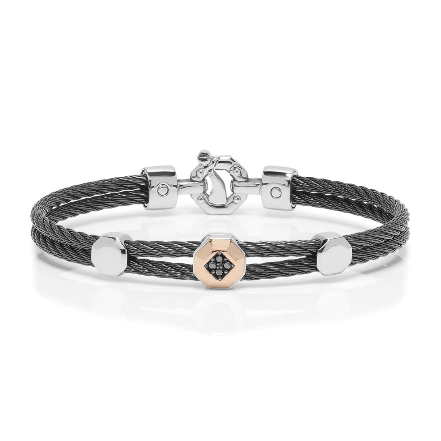 Baraka 316L Bracelet BR332131RODN-08, a men's bracelet in rose gold and stainless steel set with diamonds