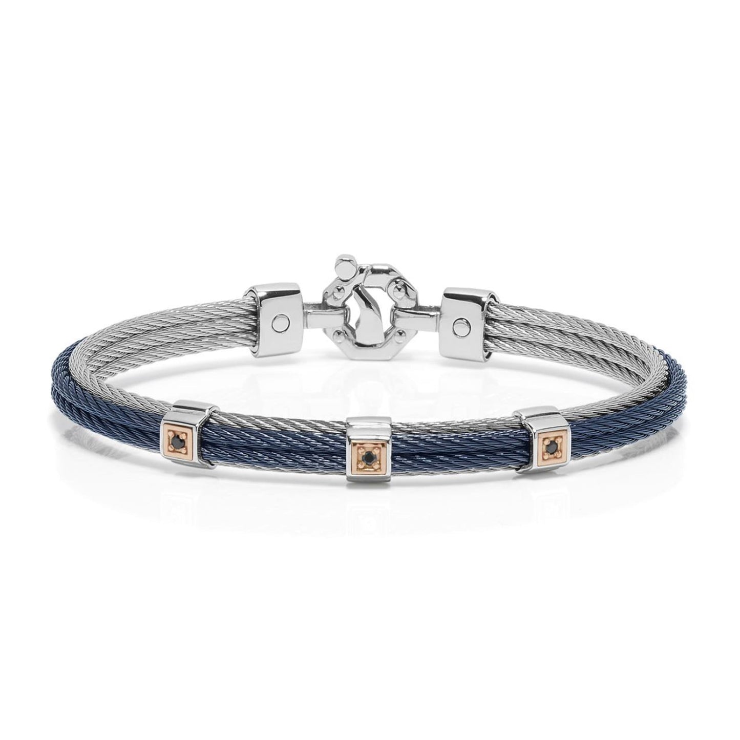 Baraka 316L Bracelet BR332161RODN-11, a men's bracelet in rose gold and stainless steel set with diamonds