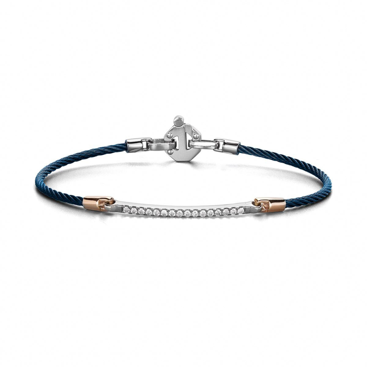 Baraka 316L Bracelet BR361001RODB, a men's bracelet in rose gold and stainless steel set with diamonds