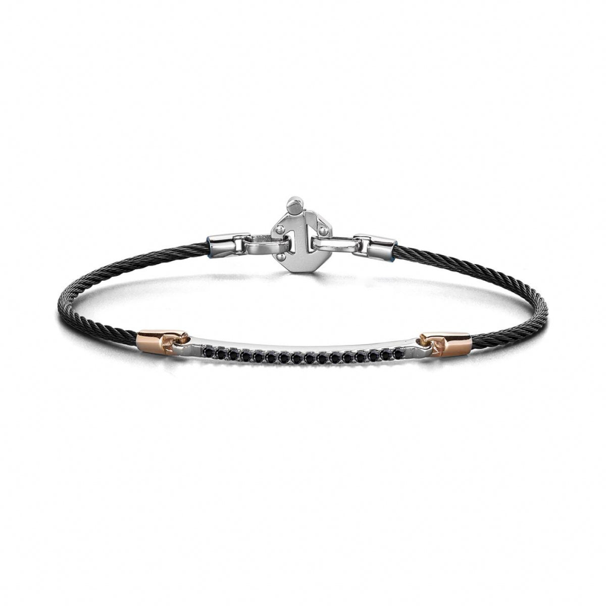 Baraka 316L Bracelet BR361011RODN, a men's bracelet in rose gold and stainless steel set with diamonds