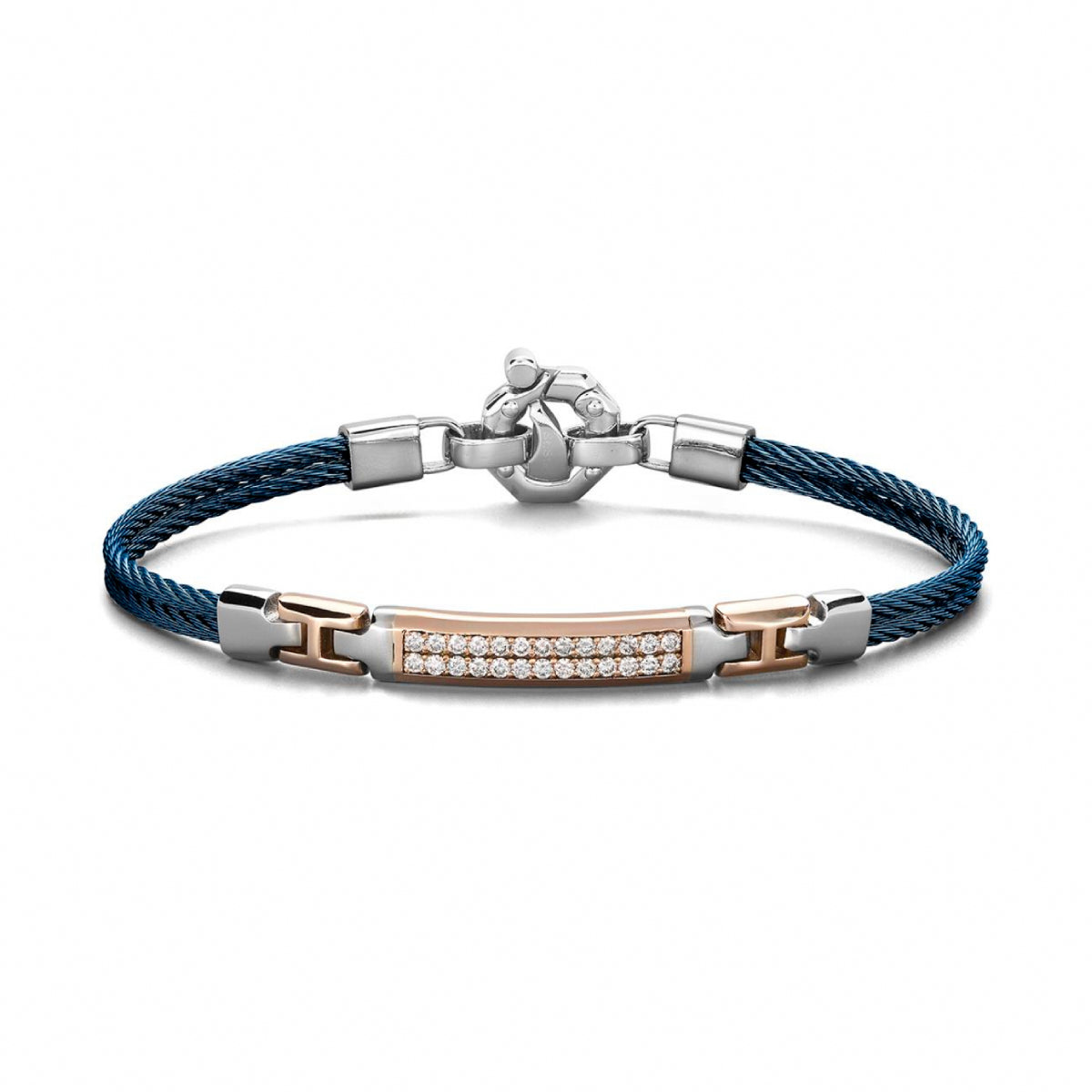 Baraka 316L Bracelet BR361091RODB, a men's bracelet in rose gold and stainless steel set with diamonds