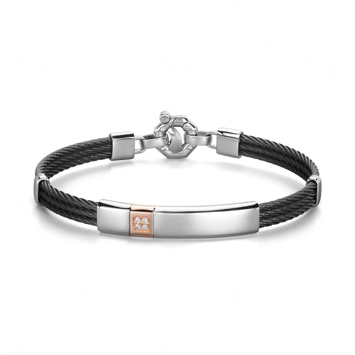 Baraka 316L Bracelet BR361131RODB, a men's bracelet in rose gold and stainless steel set with diamonds