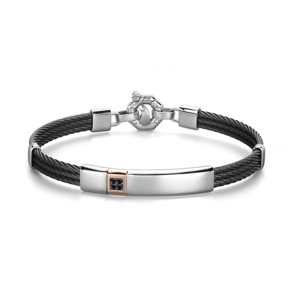 Baraka 316L Bracelet BR361131RODN, a men's bracelet in rose gold and stainless steel set with diamonds