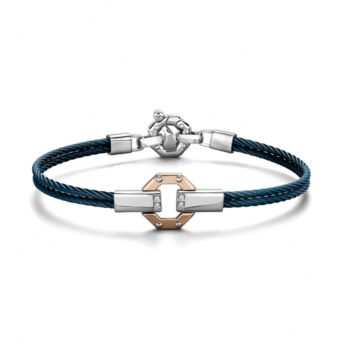 Baraka 316L Bracelet BR361151RODB, a men's bracelet in rose gold and stainless steel set with diamonds
