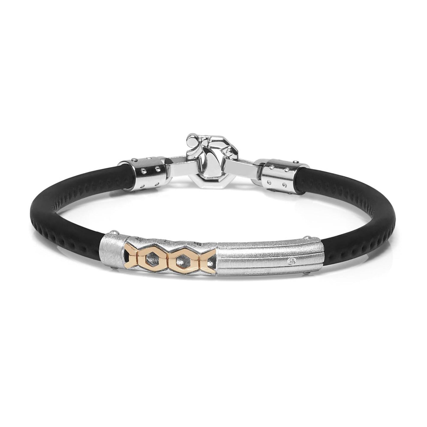 Baraka Alveare Bracelet BR283171RODB-03, a men's bracelet in rose gold and silver set with diamonds