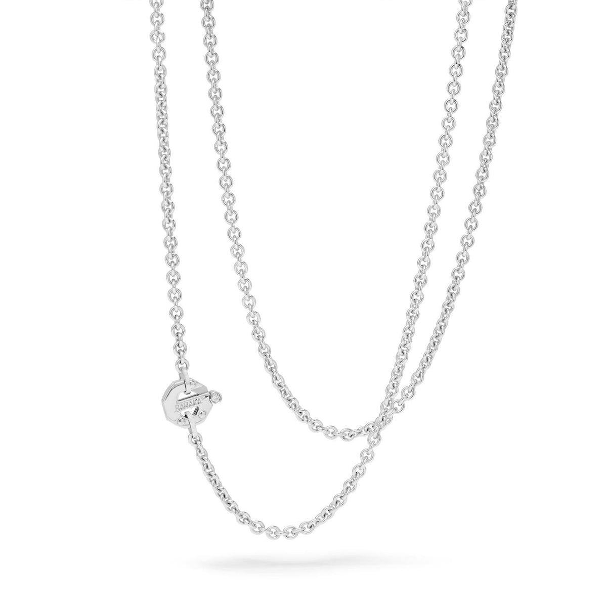 Baraka Artica Chain GC314501BILU-02, a men's chain in white gold and stainless steel set with diamonds