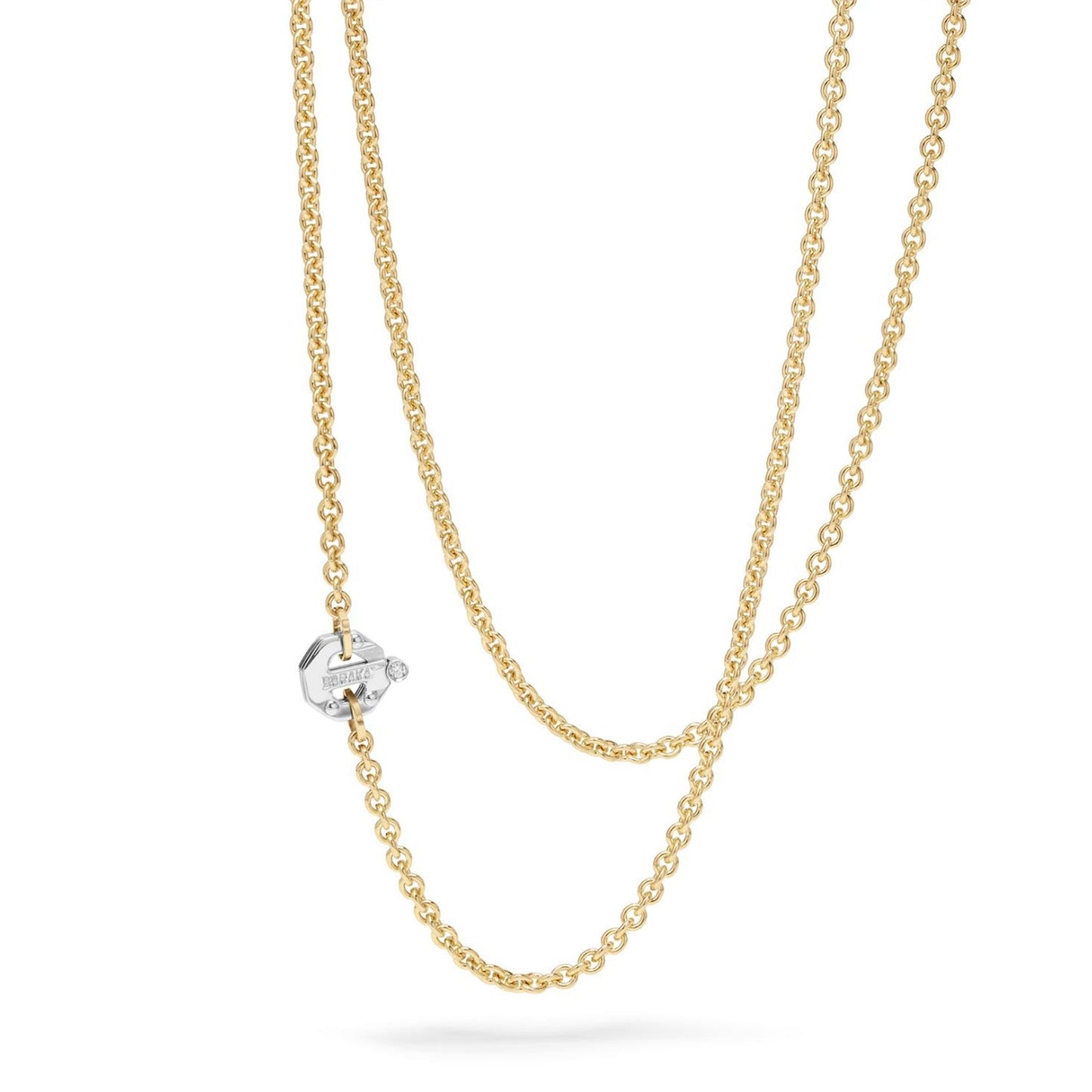 Baraka Artica Chain GC314501GILU-02, a men's chain in white and yellow gold and stainless steel set with diamonds
