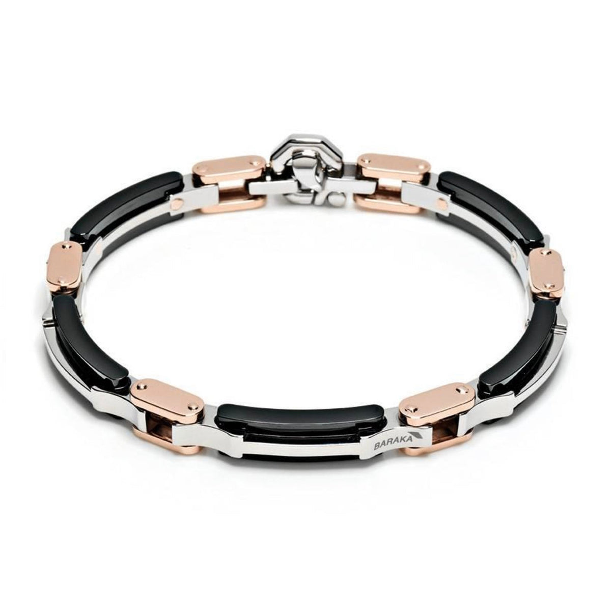 Baraka Explore Bracelet BR214861ROCN-02, a men's bracelet in rose gold and black ceramic set with diamonds
