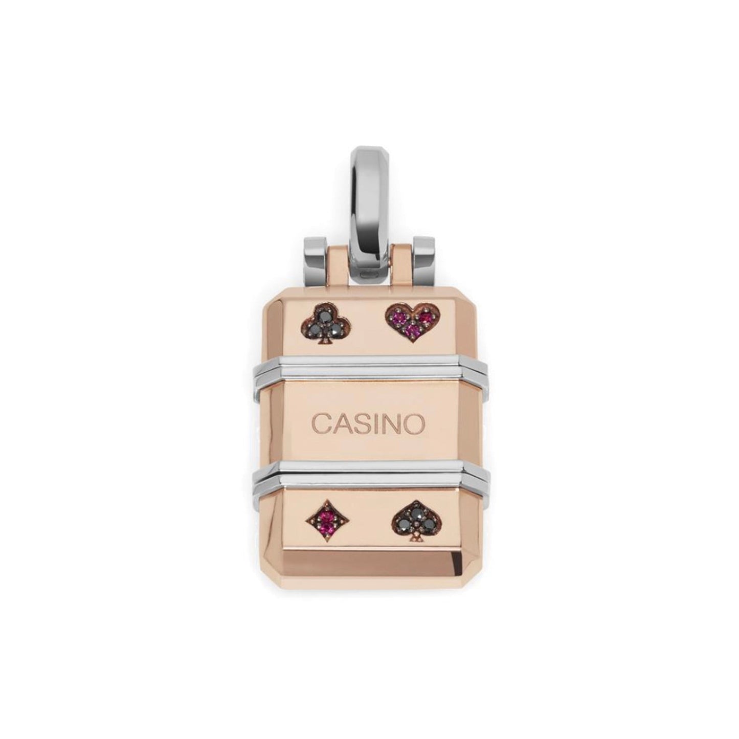 Baraka Casino Pendant CI292331RODN-99, a men's pendant in rose and white gold set with diamonds