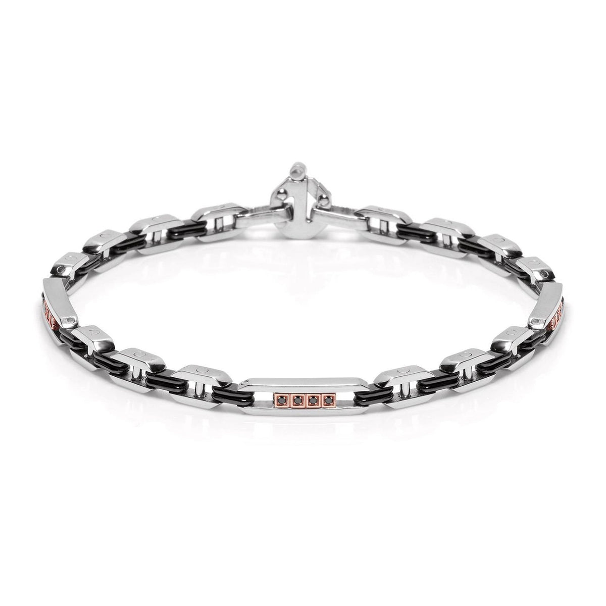 Baraka Cyborg Ceramic Bracelet BR221611ROCN-06, a men's bracelet in rose gold and black ceramic set with diamonds