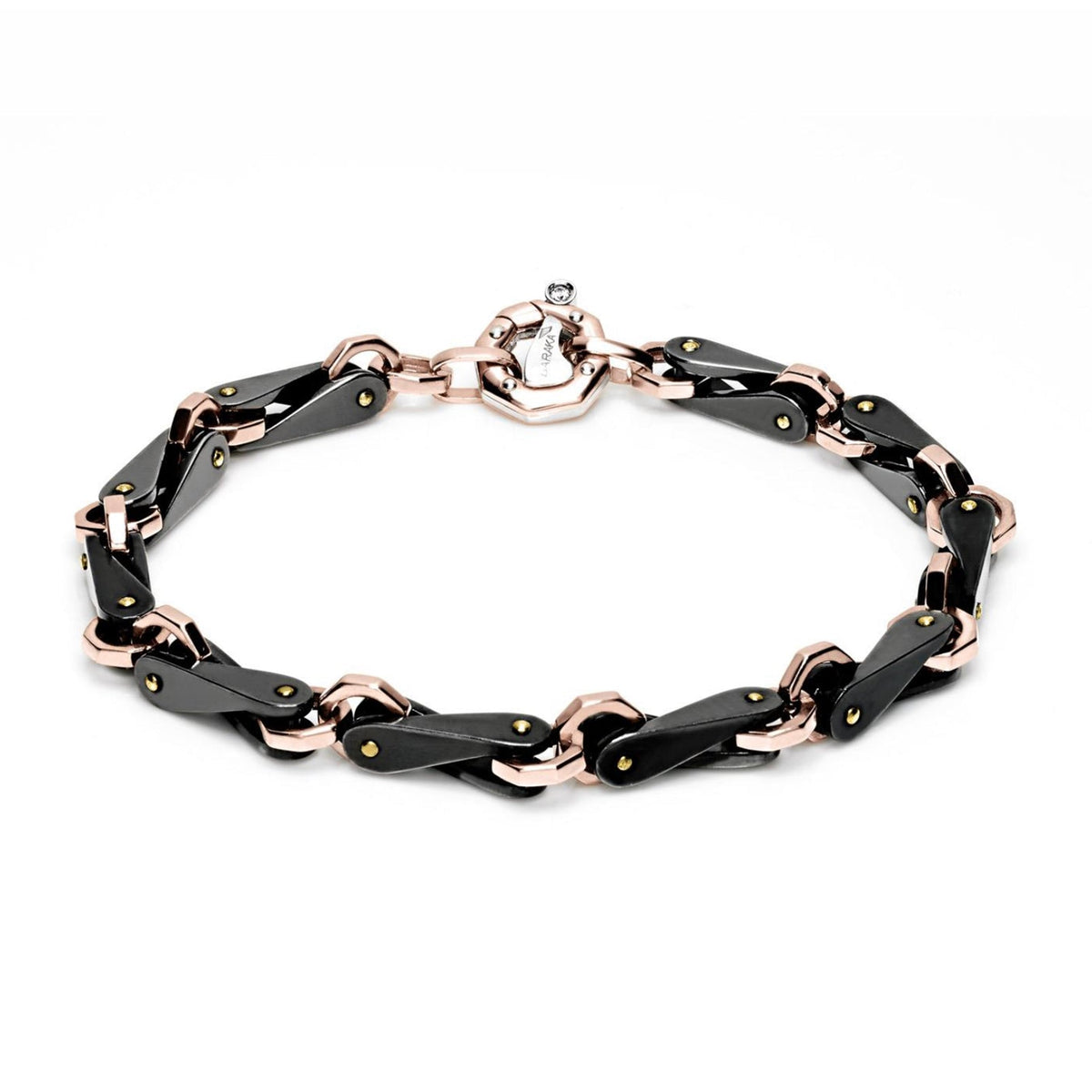 Baraka Cyborg Ceramic Bracelet BR261091ROCN-02, a men's bracelet in rose gold and black ceramic set with diamonds