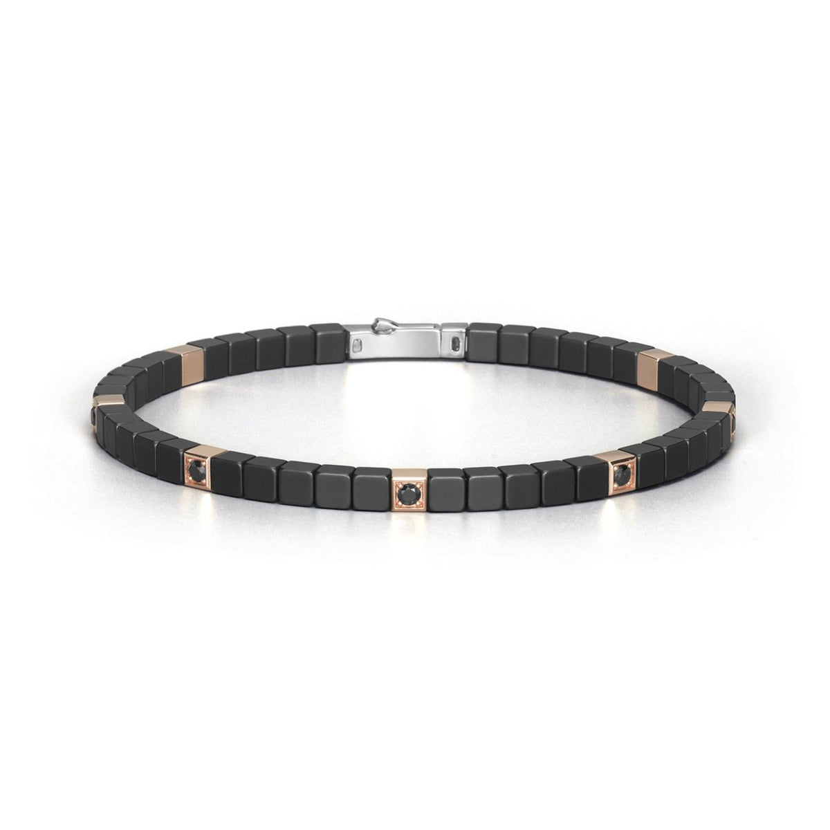 Baraka Cyborg Ceramic Bracelet BR351031ROCN-35, a men's bracelet in rose gold and black ceramic set with diamonds