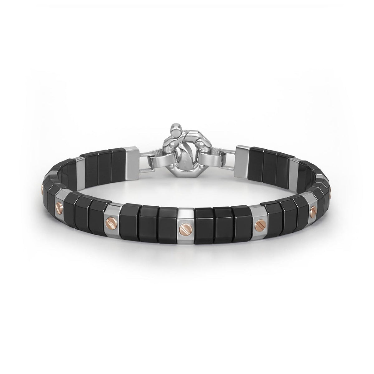 Baraka Cyborg Ceramic Bracelet BR351091ROCN-02, a men's bracelet in rose gold and black ceramic set with diamonds