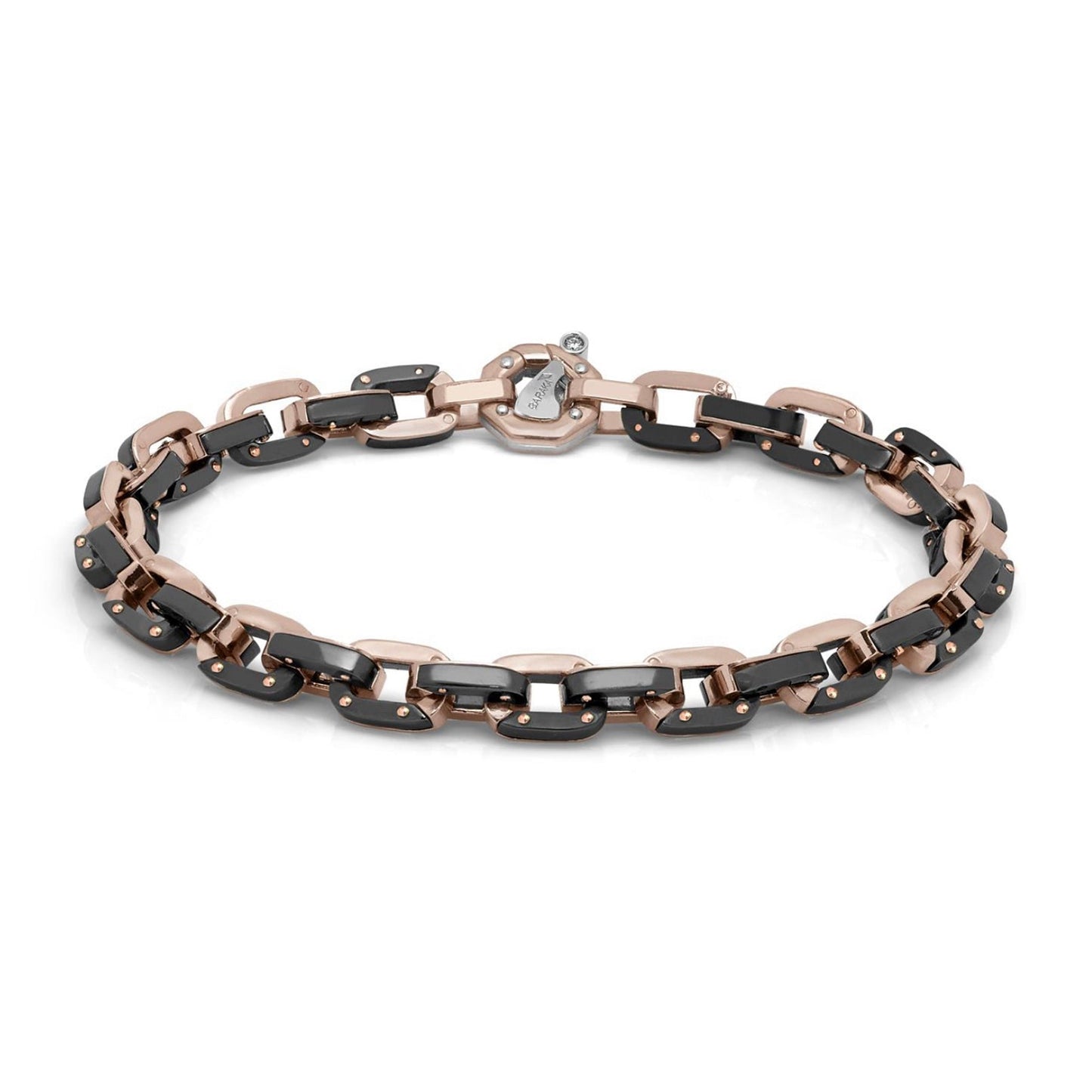 Baraka Cyborg Ceramic Bracelet BR271091ROCN-02, a men's bracelet in rose gold and black ceramic set with diamonds