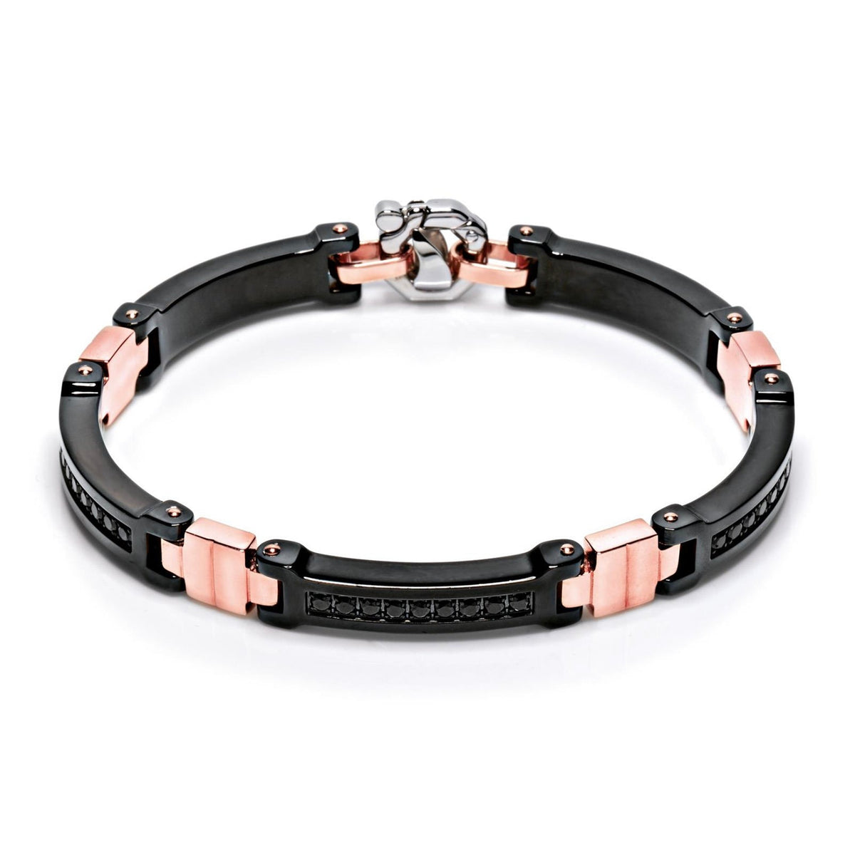 Baraka Diamonds Bracelet BR214851ROBB-101, a men's bracelet in rose gold and stainless steel set with diamonds