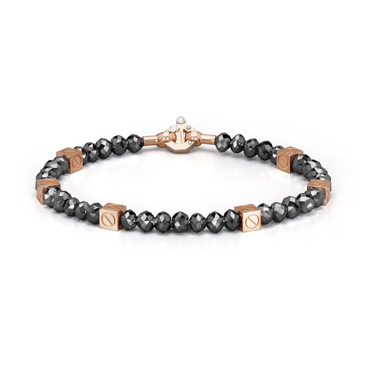 Baraka Diamonds Bracelet BR353121RODN, a men's bracelet in rose gold and stainless steel set with diamonds
