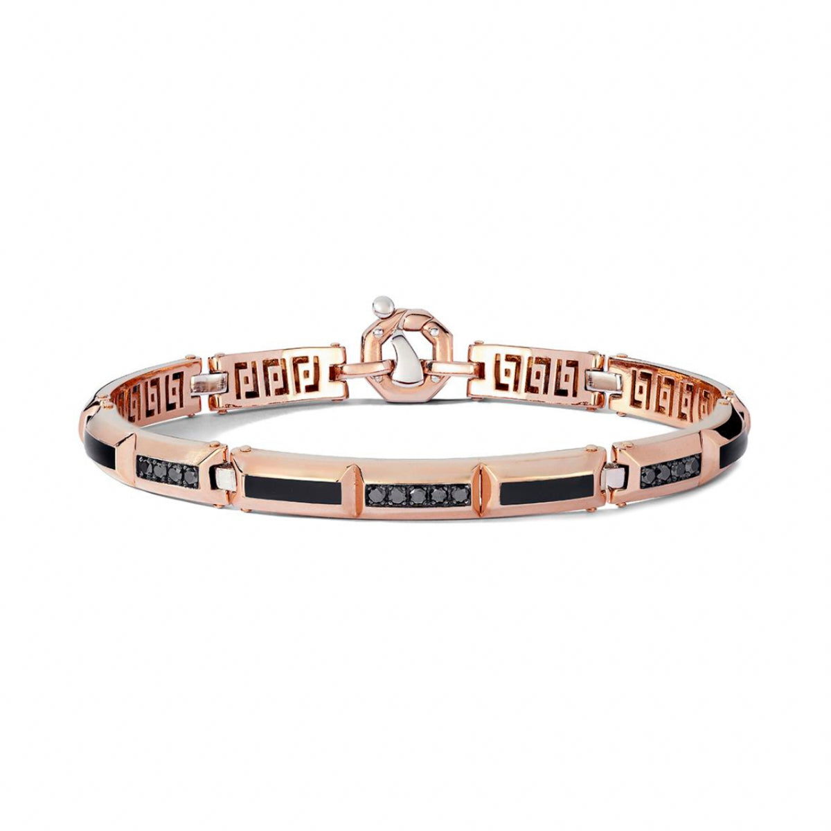 Baraka Diamonds Bracelet BR362001RODN, a men's bracelet in rose gold and enamel set with diamonds