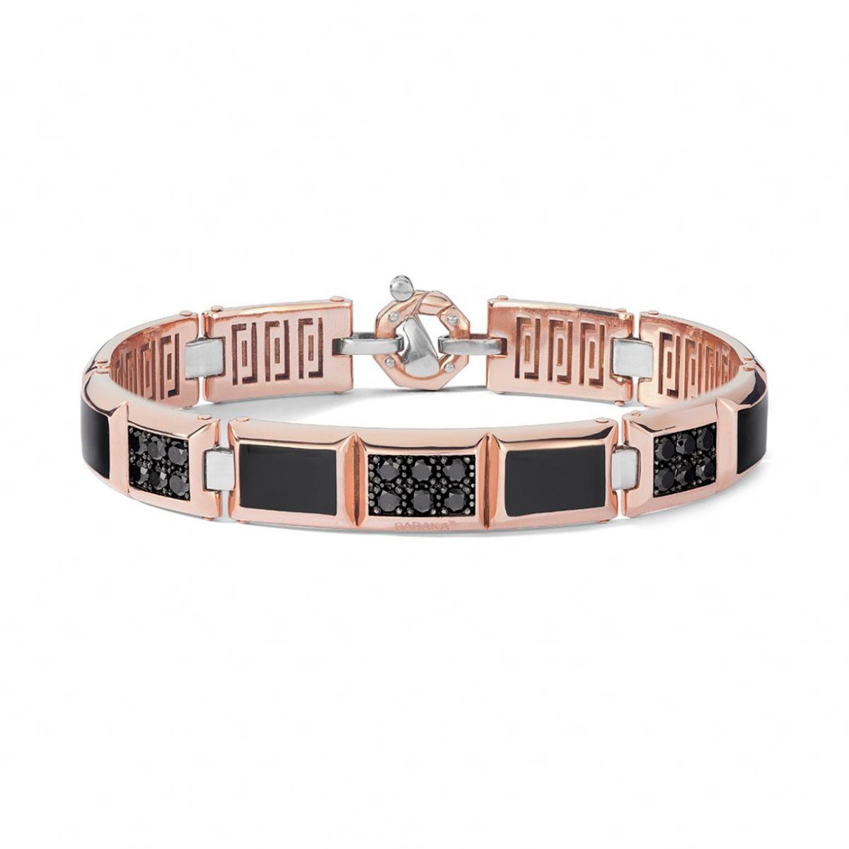 Baraka Diamonds Bracelet BR362011RODN, a men's bracelet in rose gold and enamel set with diamonds