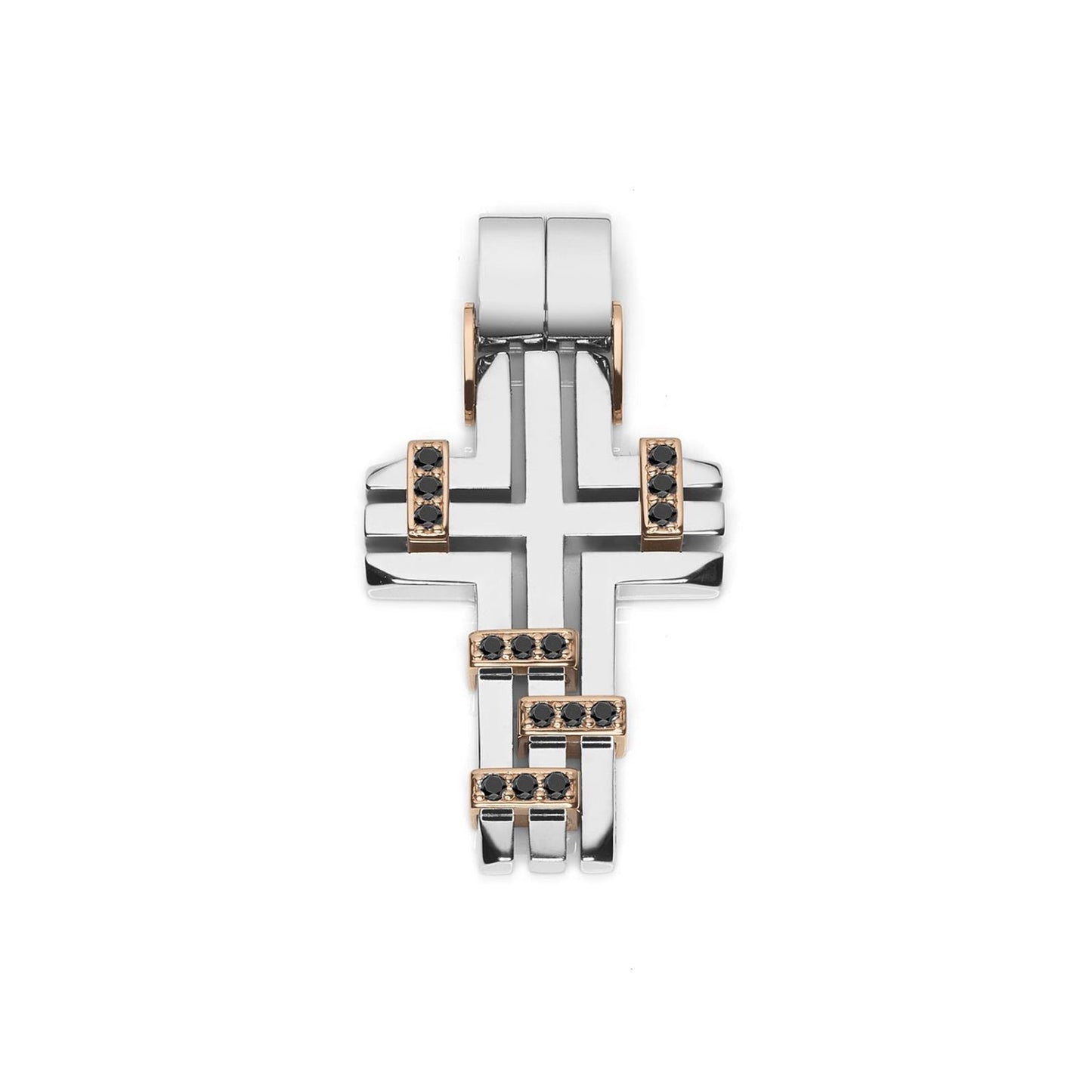 Baraka Diamonds Cross CR272231BRDN-45, a men's cross in rose and white gold set with diamonds