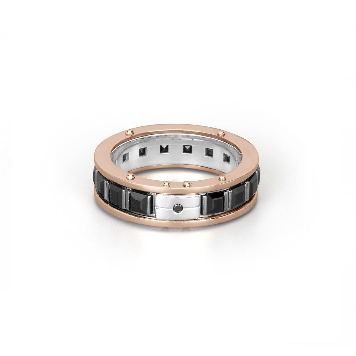 Baraka Diamonds Ring AN351001RBDN, a men's ring in rose and white gold set with diamonds